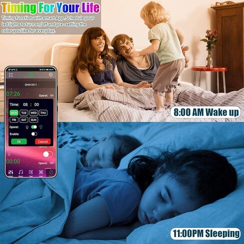 أضواء LED بطول 100 قدم لغرفة النوم، التحكم في التطبيق ومزامنة الألوان وتغيير اللون، أضواء شريط LED طويلة جدًا RGB 5050 مع جهاز تحكم عن بعد بالأشعة تحت الحمراء بـ 44 مفتاحًا لتزيين المنزل في غرفة عيد الميلاد in Kuwait