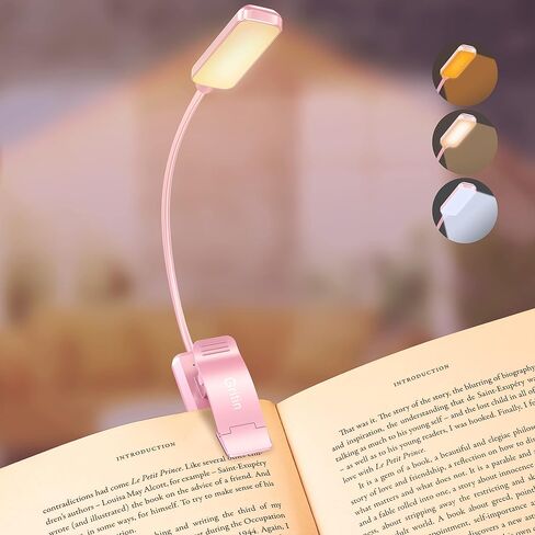 Gritin 9 LED Rechargeable Book Light for Reading in Bed - Eye Caring 3 Color Temperatures,Stepless Dimming Brightness,80 Hrs Runtime Small Lightweight Clip On Book Reading Light for Studying in Saudi Arabia