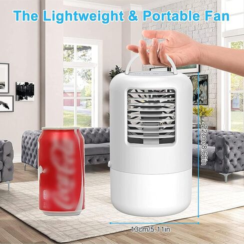 Portable Air Conditioners, 500ml Evaporative Air Cooler Fan, 3 Wind Speed and 7 LED Light, 2-4 H Timing Personal Air Cooler for Room Camping Car Office in Kuwait