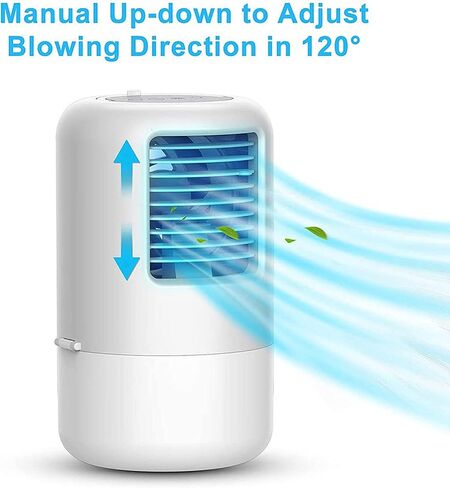 Portable Air Conditioners, 500ml Evaporative Air Cooler Fan, 3 Wind Speed and 7 LED Light, 2-4 H Timing Personal Air Cooler for Room Camping Car Office in Kuwait