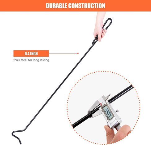 لعبة البوكر الناري الطويلة من SUNCREAT مقاس 96.5 سم، لعبة البوكر الناري المكونة من قسمين لحفرة النار، لعبة البوكر المصنوعة من الصلب الأنبوبي السميك، باللون الأسود in Kuwait