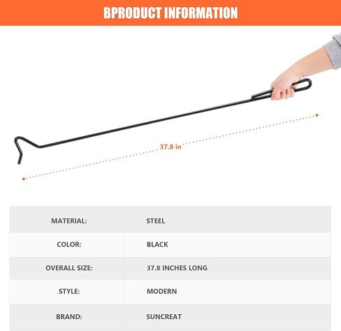 لعبة البوكر الناري الطويلة من SUNCREAT مقاس 96.5 سم، لعبة البوكر الناري المكونة من قسمين لحفرة النار، لعبة البوكر المصنوعة من الصلب الأنبوبي السميك، باللون الأسود in Kuwait