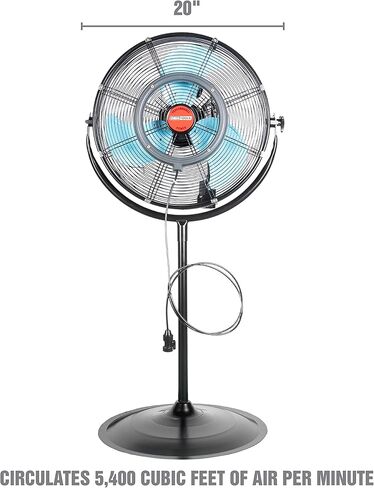 OEMTOOLS 23978 مروحة رذاذ بقاعدة مائلة مقاس 20 بوصة، مراوح خارجية للباحات، مراوح رذاذ مقاومة للماء للخارج، مروحة مع رذاذ، رذاذ مروحة للتبريد، مروحة خارجية مع رذاذ للفناء، مقاومة للماء in Kuwait