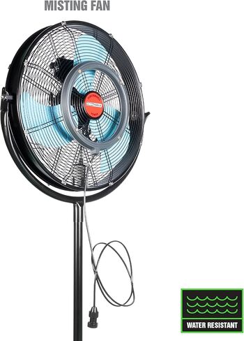 OEMTOOLS 23978 مروحة رذاذ بقاعدة مائلة مقاس 20 بوصة، مراوح خارجية للباحات، مراوح رذاذ مقاومة للماء للخارج، مروحة مع رذاذ، رذاذ مروحة للتبريد، مروحة خارجية مع رذاذ للفناء، مقاومة للماء in Kuwait