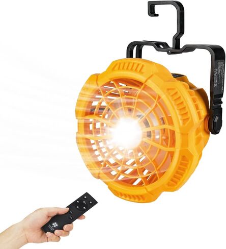 Cordless Fan Portable Camping Fan with 300LM LED Light&USB Port,9W Battery Powered Desk Fan Compatible with Dewalt 14.4V-20V Lithium Battery,for Travel,Tent,Office,Home,Picnic,Barbecue,Fishing in Kuwait