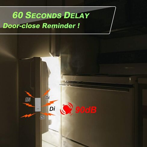 WSDCAM Refrigerator Door Alarm When Opened 60 Seconds Time Delay, 90dB Loud, Ultra-Slim Fridge Alarm Door Open Alarm, Freezer Door Alarm with Delay in Saudi Arabia