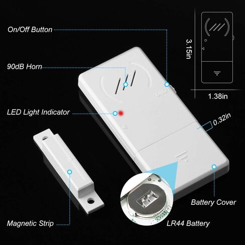 WSDCAM Refrigerator Door Alarm When Opened 60 Seconds Time Delay, 90dB Loud, Ultra-Slim Fridge Alarm Door Open Alarm, Freezer Door Alarm with Delay in Saudi Arabia