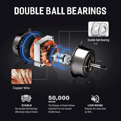 Simple Deluxe Oscillating 16″ 3 Adjustable Speed Pedestal Stand Fan for Indoor, Bedroom, Living Room, Home Office & College Dorm Use,Black in Kuwait