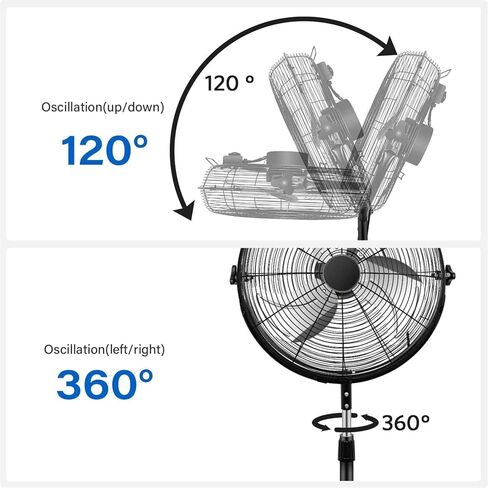 Simple Deluxe Oscillating 16″ 3 Adjustable Speed Pedestal Stand Fan for Indoor, Bedroom, Living Room, Home Office & College Dorm Use,Black in Kuwait