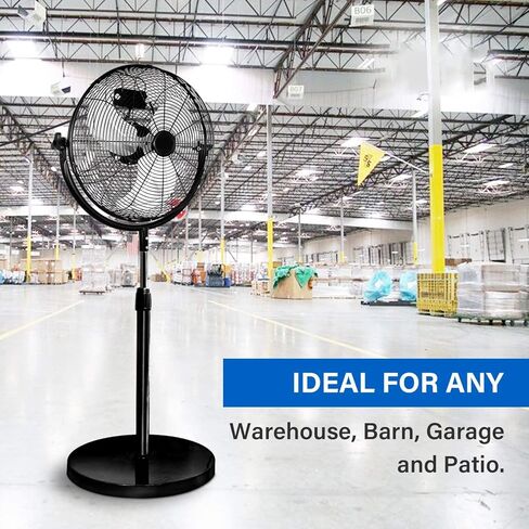 Simple Deluxe Oscillating 16″ 3 Adjustable Speed Pedestal Stand Fan for Indoor, Bedroom, Living Room, Home Office & College Dorm Use,Black in Kuwait