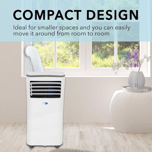 Whynter ARC-102CS حجم صغير 10,000 BTU (7,000 BTU SACC) مكيف هواء محمول ومزيل رطوبة ومروحة مع مرشحات الكربون المنشط وSilverShield، للغرف التي تصل مساحتها إلى 300 قدم مربع باللون الأبيض in Kuwait