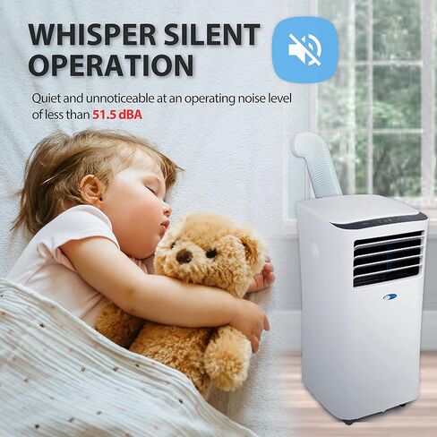 Whynter ARC-102CS حجم صغير 10,000 BTU (7,000 BTU SACC) مكيف هواء محمول ومزيل رطوبة ومروحة مع مرشحات الكربون المنشط وSilverShield، للغرف التي تصل مساحتها إلى 300 قدم مربع باللون الأبيض in Kuwait