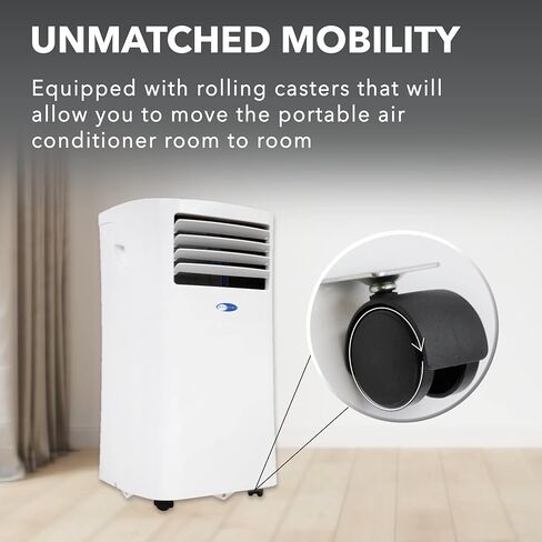 Whynter ARC-102CS حجم صغير 10,000 BTU (7,000 BTU SACC) مكيف هواء محمول ومزيل رطوبة ومروحة مع مرشحات الكربون المنشط وSilverShield، للغرف التي تصل مساحتها إلى 300 قدم مربع باللون الأبيض in Kuwait