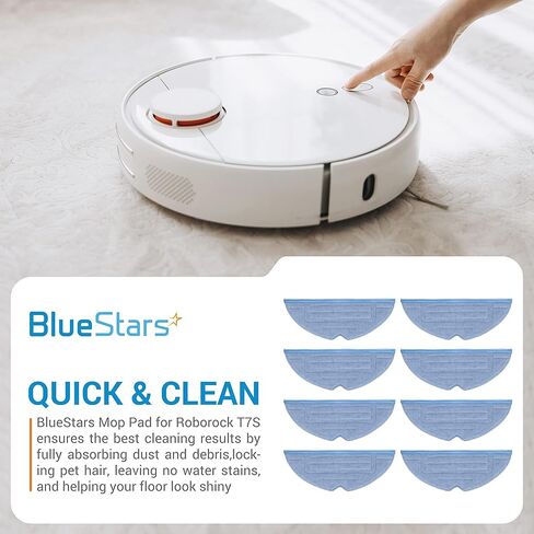 BlueStars Pack of 8 Microfiber Vacuum Mop Pads Compatible with Roborock S7 S7 Plus T7 T7S T7 Plus S7 MaxV, S7 MaxV Plus Vacuum Cleaner in Saudi Arabia