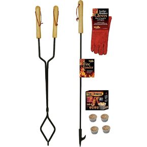 EXCURSIONS Journey To Health Fireplace Fire Pit Campfire Tool Gift Set – Firetender Tongs Poker Gloves and Firestarters in Saudi Arabia