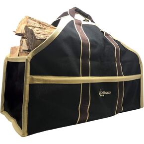 Grillinator Ultimate Firewood Log Carrier - Black - Heavy Duty Durable Tote Bag for Wood - Self Standing Design with Padded Handles - 16 Gallon Capacity for Fireplace, Beach & Groceries in Saudi Arabia