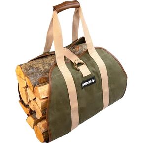 Firewood Carrier Heavy Duty Firewood Holder Utility Tote Log Holder Premium Waxed Canvas Firewood Tote Fireplace Accessories Wood Basket for Fire Logs Canvas Firewood Carrier Log in Saudi Arabia