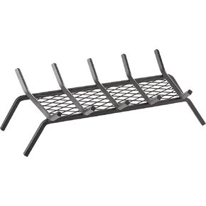 Pleasant Hearth - 1/2" Solid Steel Fireplace Grates With Ember Retainer, Black, 18-Inch