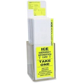 Tabbies ICE (In Case of Emergency) Medical Alert Card Counter Display and 150 laminated Cards, Perfect Giveaways for Doctors’ Offices, Hospitals, Schools in Saudi Arabia