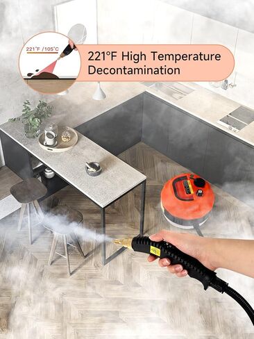 منظف ​​بالبخار عالي الضغط، جهاز بخار بدرجة حرارة عالية للتنظيف، منظف بخار محمول بقوة 2800 وات للاستخدام المنزلي (برتقالي) in Kuwait