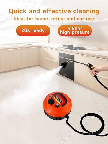 منظف ​​بالبخار عالي الضغط، جهاز بخار بدرجة حرارة عالية للتنظيف، منظف بخار محمول بقوة 2800 وات للاستخدام المنزلي (برتقالي) in Kuwait