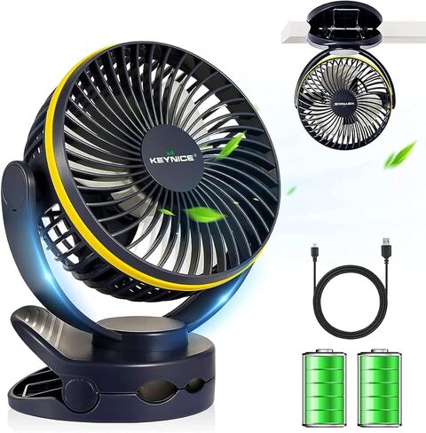 مروحة مشبك KEYNICE مع ضوء ليلي، مروحة مكتب USB مع بطارية قابلة لإعادة الشحن، مروحة تعمل بالبطارية 4 سرعات، مروحة معلقة للتخييم في الهواء الطلق، طوارئ الإعصار، مراوح تبريد شخصية لمكتب المنزل in Kuwait
