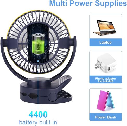 مروحة مشبك KEYNICE مع ضوء ليلي، مروحة مكتب USB مع بطارية قابلة لإعادة الشحن، مروحة تعمل بالبطارية 4 سرعات، مروحة معلقة للتخييم في الهواء الطلق، طوارئ الإعصار، مراوح تبريد شخصية لمكتب المنزل in Kuwait