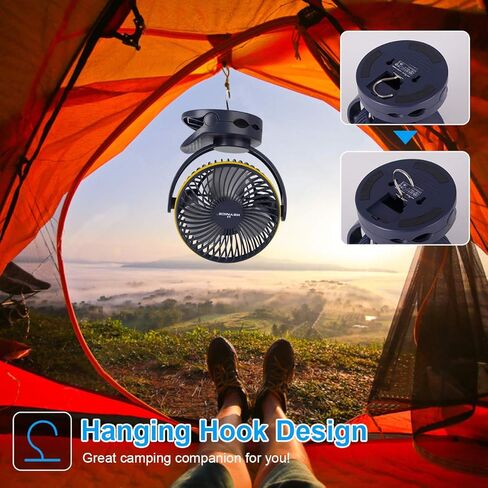 مروحة مشبك KEYNICE مع ضوء ليلي، مروحة مكتب USB مع بطارية قابلة لإعادة الشحن، مروحة تعمل بالبطارية 4 سرعات، مروحة معلقة للتخييم في الهواء الطلق، طوارئ الإعصار، مراوح تبريد شخصية لمكتب المنزل in Kuwait