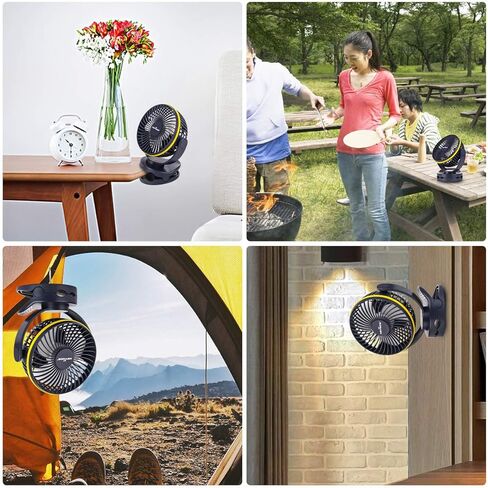 مروحة مشبك KEYNICE مع ضوء ليلي، مروحة مكتب USB مع بطارية قابلة لإعادة الشحن، مروحة تعمل بالبطارية 4 سرعات، مروحة معلقة للتخييم في الهواء الطلق، طوارئ الإعصار، مراوح تبريد شخصية لمكتب المنزل in Kuwait