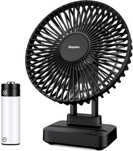 EasyAcc 7 Inch Desktop Battery Table Fan, Bedroom Fan [ Ultra-Quiet Comfortable Wind Fan ] 6700 Battery 3 Speed 90°Tilt Desk Fan with Type C, Electric Cooling Fan for Bedroom (Battery&USB Power) in Saudi Arabia