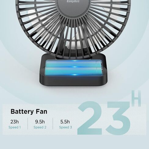 EasyAcc 7 Inch Desktop Battery Table Fan, Bedroom Fan [ Ultra-Quiet Comfortable Wind Fan ] 6700 Battery 3 Speed 90°Tilt Desk Fan with Type C, Electric Cooling Fan for Bedroom (Battery&USB Power) in Saudi Arabia