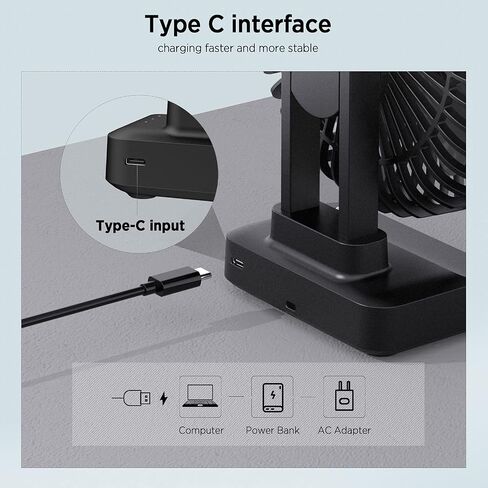 EasyAcc 7 Inch Desktop Battery Table Fan, Bedroom Fan [ Ultra-Quiet Comfortable Wind Fan ] 6700 Battery 3 Speed 90°Tilt Desk Fan with Type C, Electric Cooling Fan for Bedroom (Battery&USB Power) in Saudi Arabia