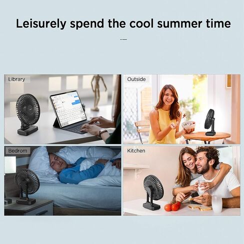 EasyAcc 7 Inch Desktop Battery Table Fan, Bedroom Fan [ Ultra-Quiet Comfortable Wind Fan ] 6700 Battery 3 Speed 90°Tilt Desk Fan with Type C, Electric Cooling Fan for Bedroom (Battery&USB Power) in Saudi Arabia