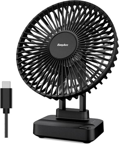 EasyAcc 7 Inch Desktop Battery Table Fan, Bedroom Fan [ Ultra-Quiet Comfortable Wind Fan ] 6700 Battery 3 Speed 90°Tilt Desk Fan with Type C, Electric Cooling Fan for Bedroom (Battery&USB Power) in Saudi Arabia
