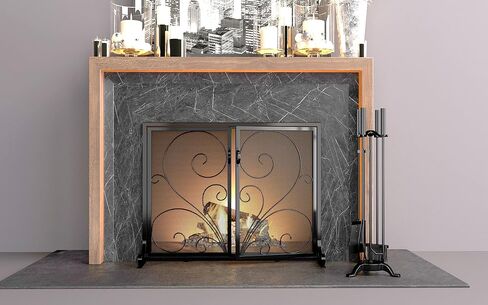 CALIDOLA 5 Pieces Wrouhgt Iron Fireplace Tools Set,Black in Saudi Arabia