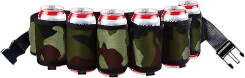 BLIRITEL Beer Belt, 6 Pack Beer Belt Holder for Men, Beer Soda Belt Holster, Adjustable Waist Fanny Pack Bag, Perfect for Parties Picnic Camping (Black) in Saudi Arabia