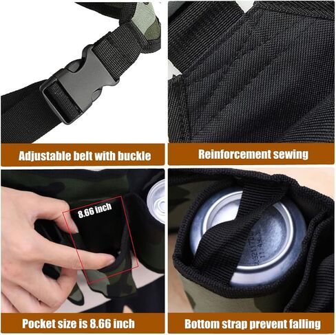 BLIRITEL Beer Belt, 6 Pack Beer Belt Holder for Men, Beer Soda Belt Holster, Adjustable Waist Fanny Pack Bag, Perfect for Parties Picnic Camping (Black) in Saudi Arabia