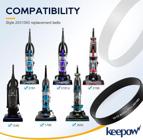 حزام فراغ KEEPOW متوافق مع مكنسة Bissell PowerForce & Powerforce Helix الكهربائية 2191U 2191 2190 1240 1700 2692، الجزء #2031093، 4 عبوات in Kuwait