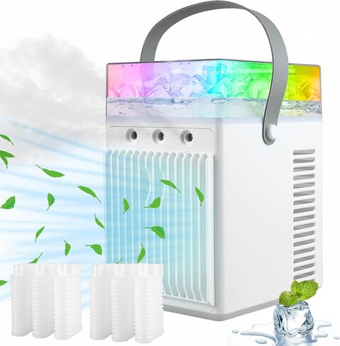 Portable Air Conditioner Fan Personal Air Conditioner Mini Evaporative Personal Air Cooler with 3 Speeds 2000mAh Battery Powered&USB Rechargeable Portable Evaporative Cooler for Bedroom Office Outdoor in Saudi Arabia