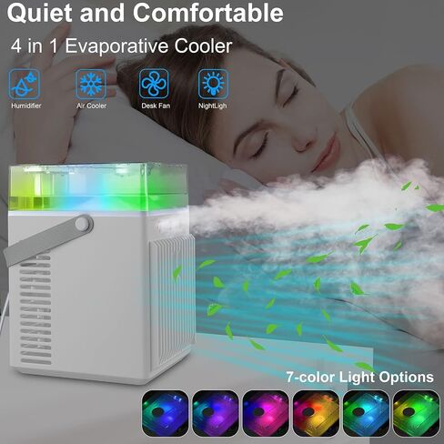 Portable Air Conditioner Fan Personal Air Conditioner Mini Evaporative Personal Air Cooler with 3 Speeds 2000mAh Battery Powered&USB Rechargeable Portable Evaporative Cooler for Bedroom Office Outdoor in Saudi Arabia
