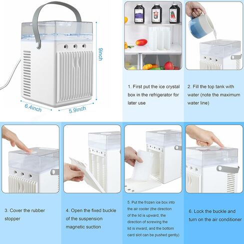 Portable Air Conditioner Fan Personal Air Conditioner Mini Evaporative Personal Air Cooler with 3 Speeds 2000mAh Battery Powered&USB Rechargeable Portable Evaporative Cooler for Bedroom Office Outdoor in Saudi Arabia