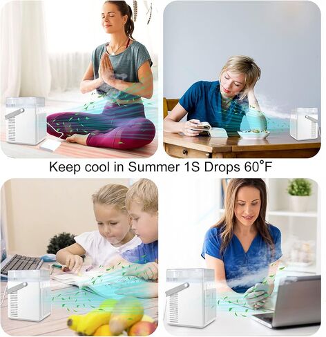 Portable Air Conditioner Fan Personal Air Conditioner Mini Evaporative Personal Air Cooler with 3 Speeds 2000mAh Battery Powered&USB Rechargeable Portable Evaporative Cooler for Bedroom Office Outdoor in Saudi Arabia