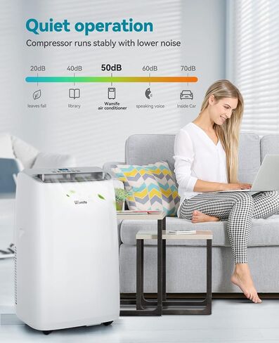 مكيف هواء محمول Wamife 12000 BTU، تحكم صوتي ذكي لمكيف الهواء الداخلي مع Alexa وGoogle Home، يبرد حتى 700 قدم مربع. وحدة تكييف هواء محمولة مع جهاز تحكم عن بعد ومجموعة أدوات النوافذ in Saudi Arabia