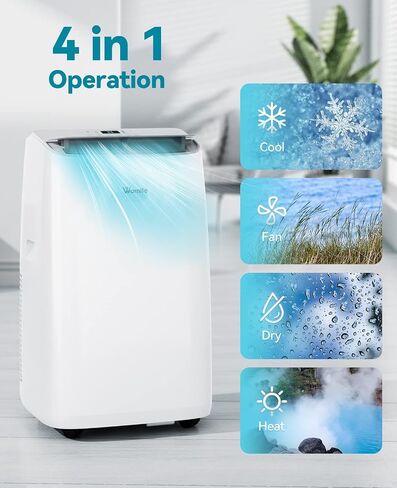 مكيف هواء محمول Wamife 12000 BTU، تحكم صوتي ذكي لمكيف الهواء الداخلي مع Alexa وGoogle Home، يبرد حتى 700 قدم مربع. وحدة تكييف هواء محمولة مع جهاز تحكم عن بعد ومجموعة أدوات النوافذ in Saudi Arabia
