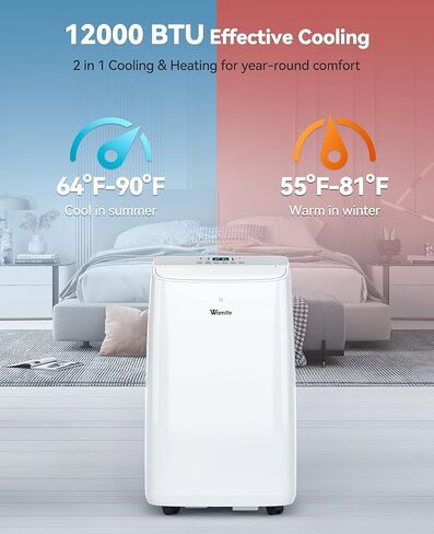 مكيف هواء محمول Wamife 12000 BTU، تحكم صوتي ذكي لمكيف الهواء الداخلي مع Alexa وGoogle Home، يبرد حتى 700 قدم مربع. وحدة تكييف هواء محمولة مع جهاز تحكم عن بعد ومجموعة أدوات النوافذ in Saudi Arabia