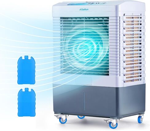 DoRun Portable Evaporative Cooler,2647 CFM Swamp Cooler with Filter, 3 Modes & Speeds, 120° Oscillation, Cools 900 Square Feet-10.6 Gallon Water Tank for Garage Home RV Commercial in Saudi Arabia