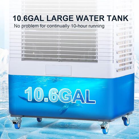 DoRun Portable Evaporative Cooler,2647 CFM Swamp Cooler with Filter, 3 Modes & Speeds, 120° Oscillation, Cools 900 Square Feet-10.6 Gallon Water Tank for Garage Home RV Commercial in Saudi Arabia