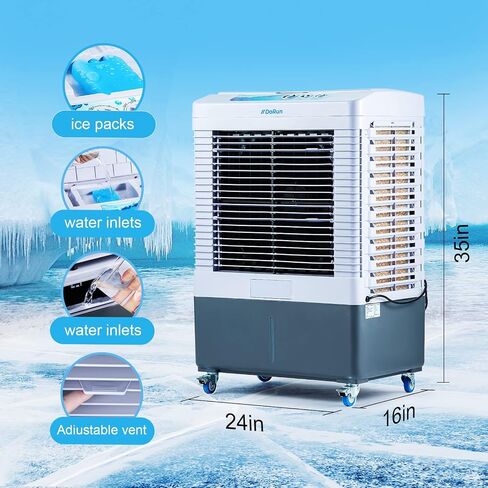 DoRun Portable Evaporative Cooler,2647 CFM Swamp Cooler with Filter, 3 Modes & Speeds, 120° Oscillation, Cools 900 Square Feet-10.6 Gallon Water Tank for Garage Home RV Commercial in Saudi Arabia