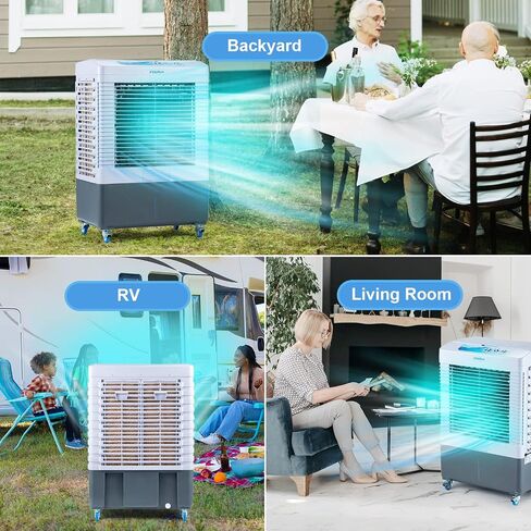 DoRun Portable Evaporative Cooler,2647 CFM Swamp Cooler with Filter, 3 Modes & Speeds, 120° Oscillation, Cools 900 Square Feet-10.6 Gallon Water Tank for Garage Home RV Commercial in Saudi Arabia