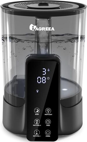 مرطبات IAGREEA لغرفة النوم الكبيرة والمنزل، وضع النوم الهادئ بالموجات فوق الصوتية 5 لتر، مرطب ضباب بارد مع صينية الزيت العطرية، مرطب ملء علوي للطفل النباتي، تصميم رطوبة على 3 مستويات، إيقاف تلقائي in Kuwait